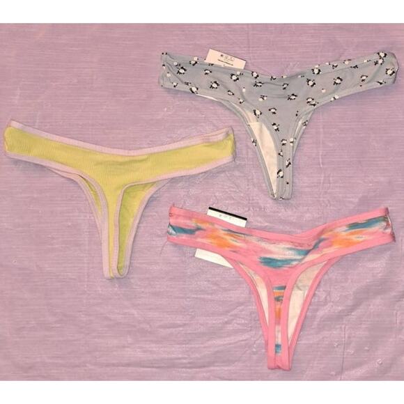 3 Pair of Ladies Cotton Thongs Size Medium 7/9 - Picture 4 of 11